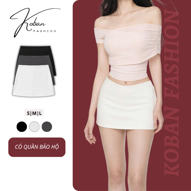 [KB20] Chân Váy Trắng Ngắn KOBAN FASHION, Váy Nữ Chữ A Trắng, Đen, Ghi Cạp Trễ Sexy Đi Chơi
