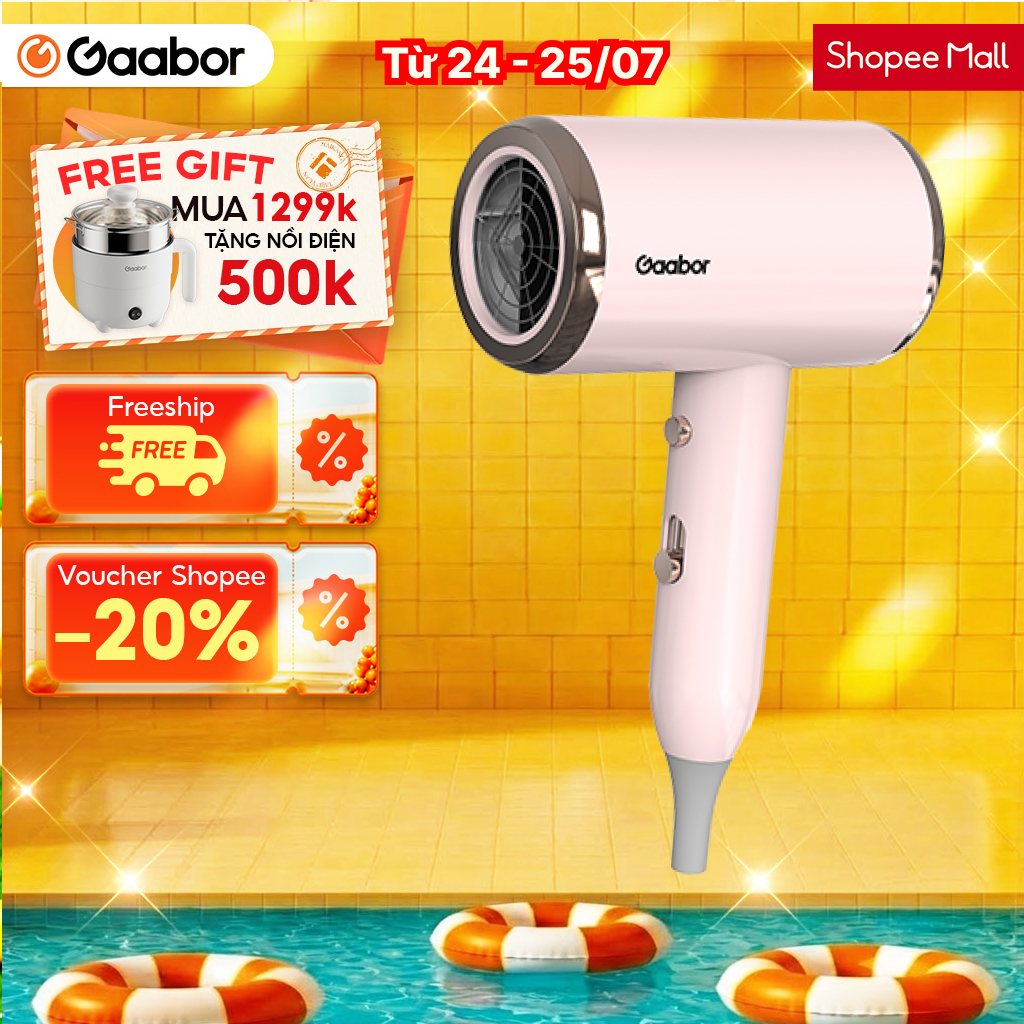 Gaabor Máy sấy tóc N1000D độ ồn thấp, công suất 1000W, sấy khô nhanh chóng, bảo vệ tóc [L]