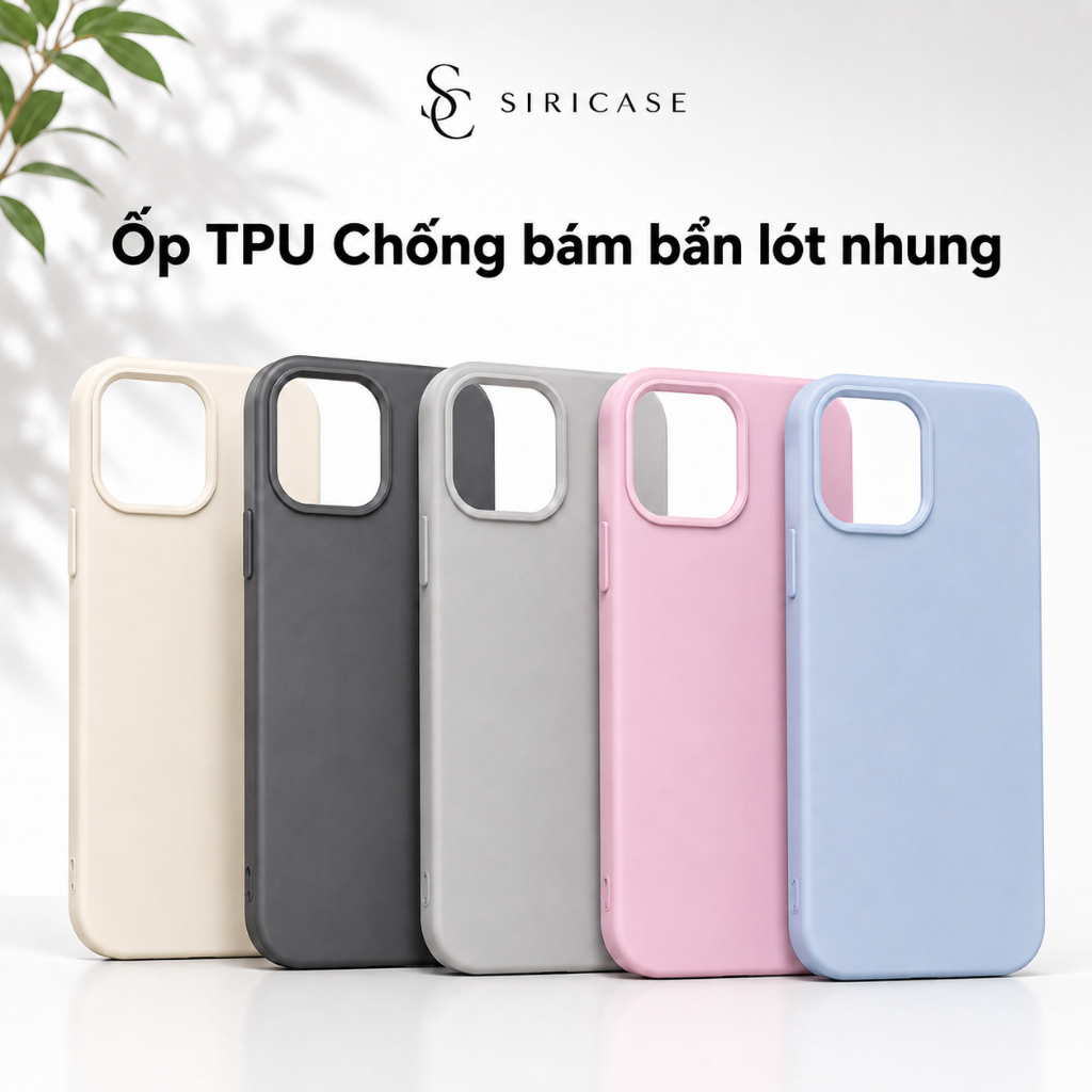 Ốp Lưng iPhone TPU Chống Bẩn Lót Nhung, Siêu , Bảo Vệ Camera - iP…