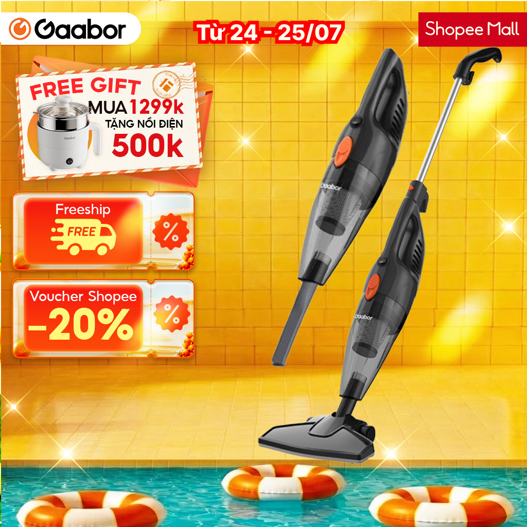 Gaabor Máy hút bụi cầm tay GVCW-M15AS có dây siêu nhẹ công suất cao 650W, lực hút mạnh 16000PA dây d