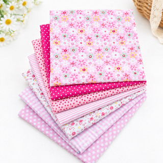 Set vải 7 mảnh khổ 50*50cm nhiều mẫu( set trọng lượng 140g)  vải dệt trơn hoa nhỏ tự làm thủ công