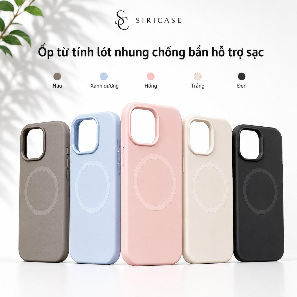 Ốp Lưng iPhone Từ Tính Lót Nhung Chống Bẩn Hỗ Trợ Sạc Không Dây - iP…