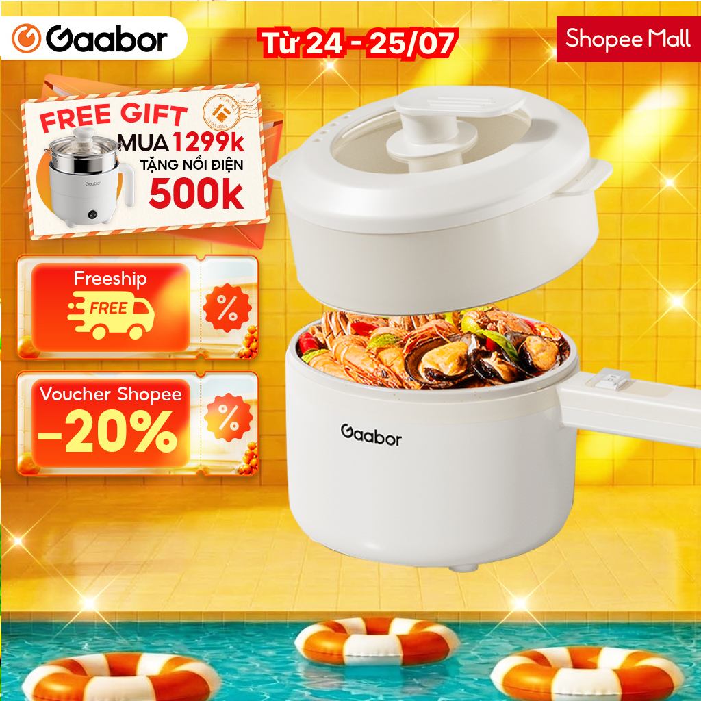 Nồi điện Gaabor EC-30M01A đa năng dung tích 2.5L công suất 600W vân đá chống dính kèm xửng hấp