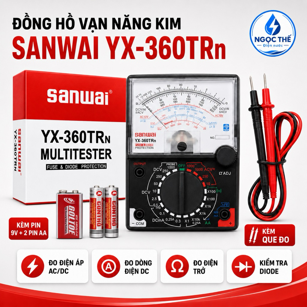 Đồng hồ vạn năng kim Sanwai YX-360TRN – Đo điện áp AC/DC, điện trở