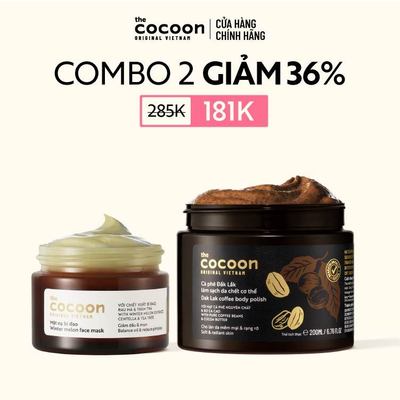 [MUA 2 GIẢM 37%] Combo Mặt nạ bí đao Cocoon 30ml + Tẩy da chết cà phê cơ thể 200ml