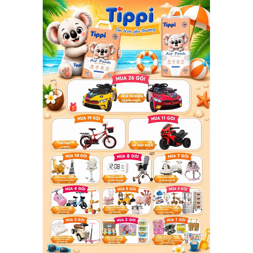 Tã quần, dán Tippi Organic - Siêu mỏng mềm, thoáng mát chống tràn cho bé size NB - 4XL