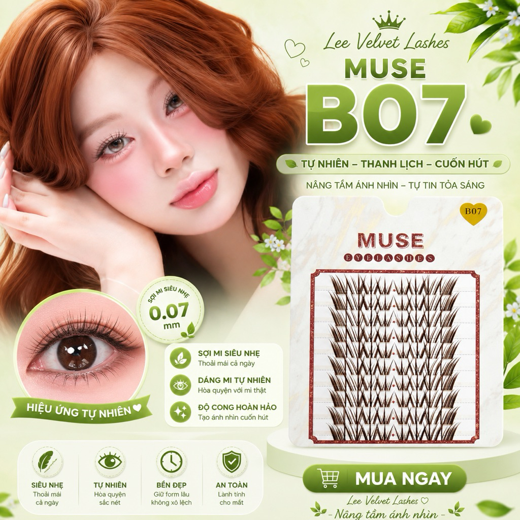 B07 Lee Velvet Lashes mi muse B07 Chất liệu lông mềm mại, độ cong hoàn hảo sắc nét