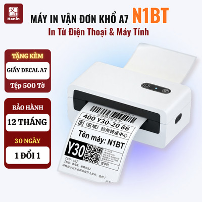 Máy In Nhiệt N1BT In Đơn Hàng, Tem Nhãn Vận Đơn Mini Khổ A7 USB Type-C Bluetooth Điện Thoại, Máy Tính | Hanin