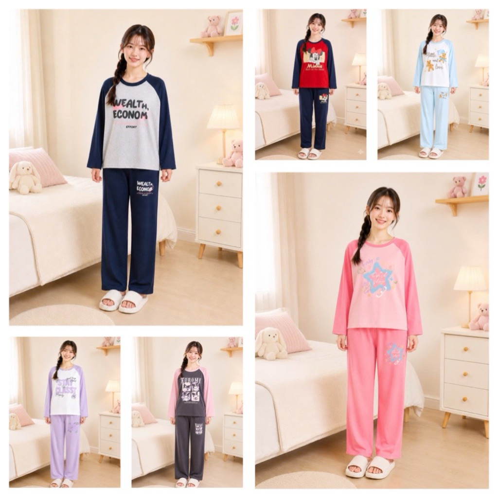 Đồ bộ dài tay bé gái size đại Janshop, bộ đồ thun cotton thu đông cho bé gái xuất dư mềm từ 21-48kg