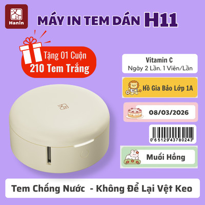 Máy In Mini H11 In Nhãn Dán, Tem Dán, Đồ Dùng Gia Đình, In Nhiệt Không Mực, Bluetooth, 203 DPI | Hanin
