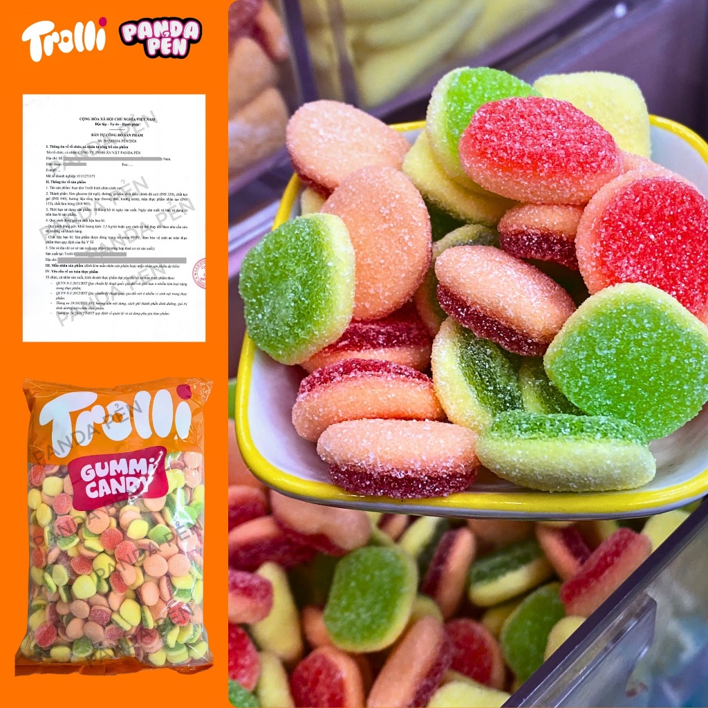500g Kẹo Dẻo Burger Đường Panda Pẻn Kẹo Dẻo Đức Trolli Chính Hãng