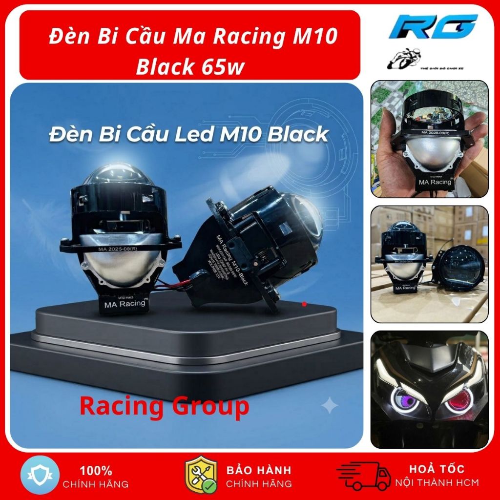 Đèn Led Bi Cầu M10 Black Ma Racing Công Suaasrt 65w Có Trợ Pha Vàng Bảo Hành 12 Tháng