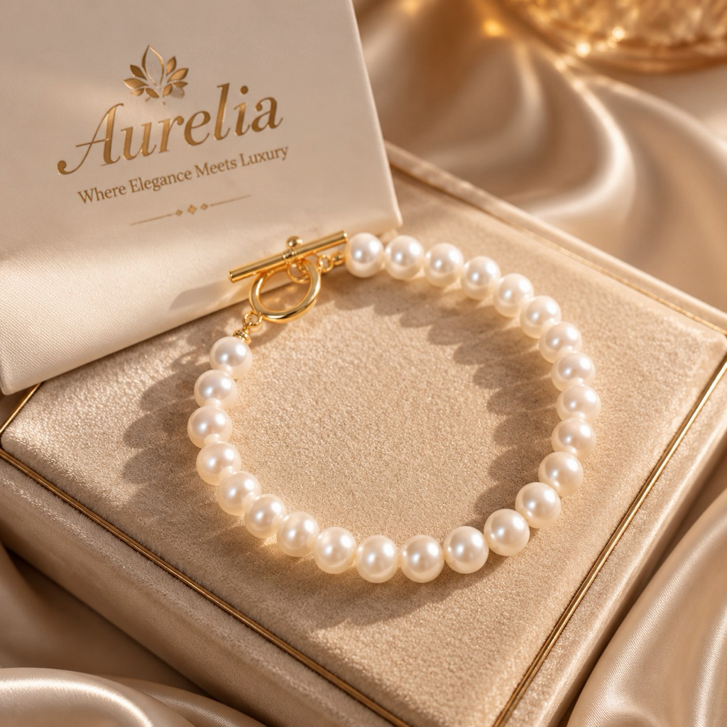 Vòng Tay Ngọc Trai Tự Nhiên AURELIA Khóa OT Mạ Vàng 18K Cao Cấp - Lắc Tay Nữ Sang Trọng Quý Phái Thờ