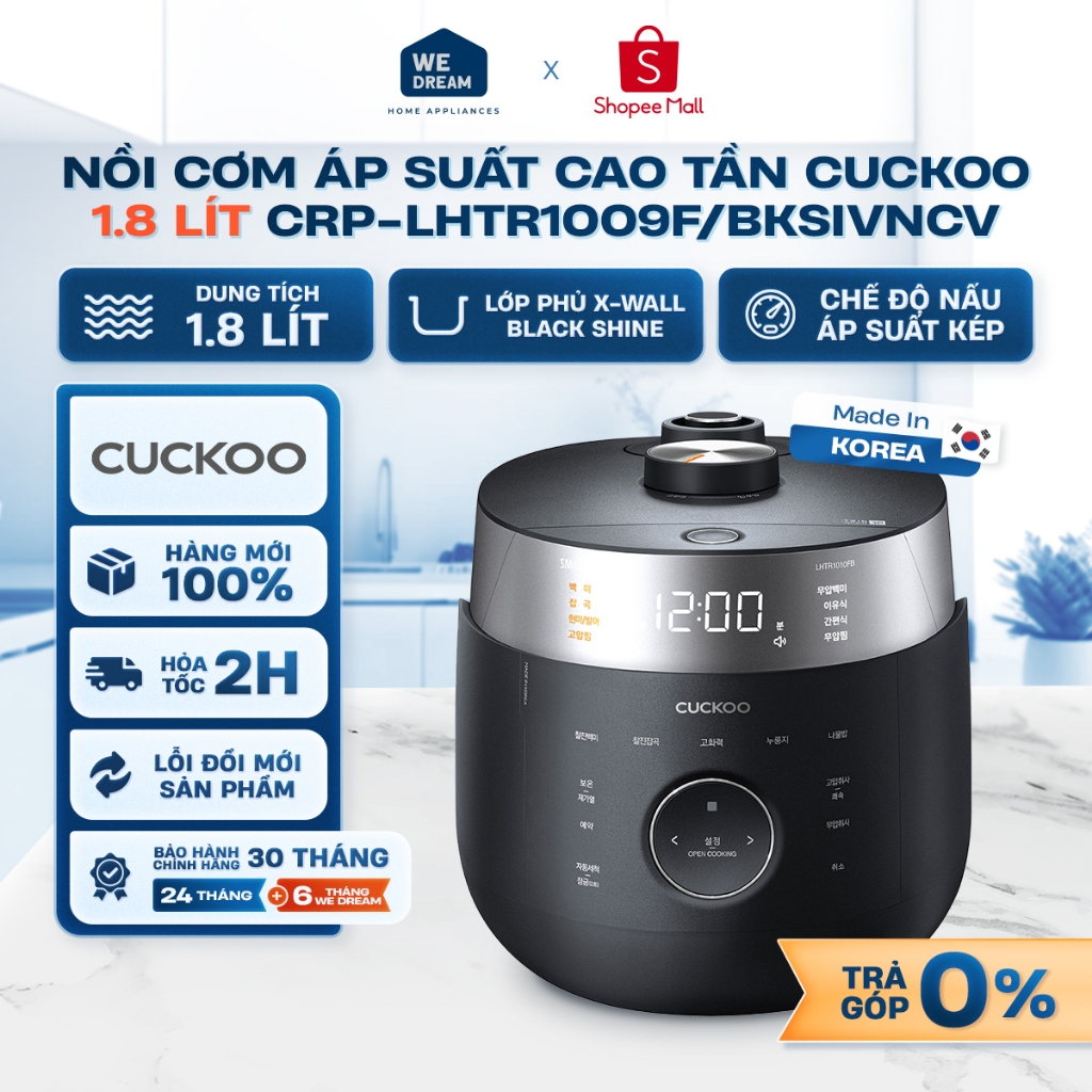 CRP-LHTR1009F - Nồi Cơm Áp Suất Cao Tần Cuckoo 1.8 Lít CRP-LHTR1009F/BKSIVNCV - Hàng Chính Hãng, Hàn