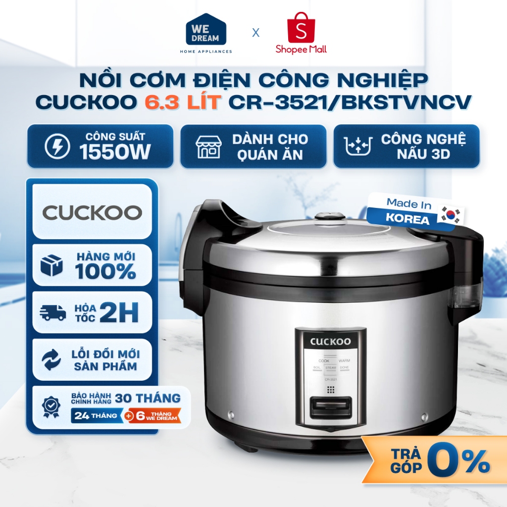 CR-3521 - Nồi Cơm Điện Công Nghiệp Cuckoo 6.3 Lít CR-3521/BKSTVNCV - Chính Hãng, Hàng Mới