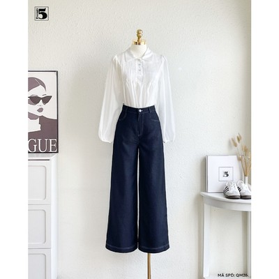 Quần Jeans ống rộng Twentyfive vải mềm cạp cao tôn dáng dễ phối đồ QM26