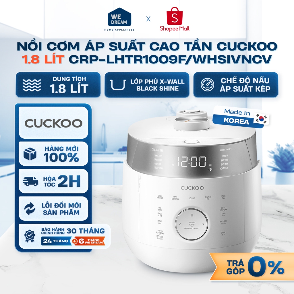 CRP-LHTR1009F - Nồi Cơm Áp Suất Cao Tần Cuckoo 1.8 Lít CRP-LHTR1009F/WHSIVNCV - Hàng Chính Hãng, Hàn