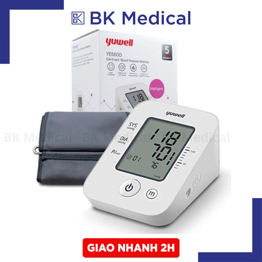 (Hỏa tốc) Máy đo huyết áp điện tử Yuwell 660D - Có Cột Phân Loại Huyết Áp Chuẩn WHO