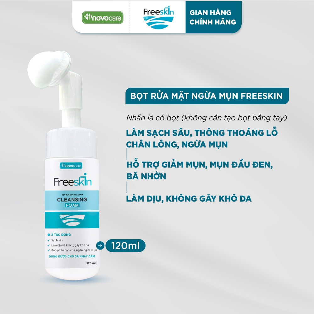 [LIVE] Bọt rửa mặt cho da dầu mụn Freeskin - Novocare Làm sạch sâu, hỗ trợ giảm mụn và bã nhờn, khôn