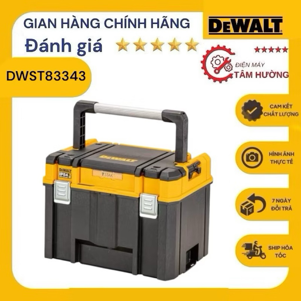 Thùng đựng dụng cụ bằng nhựa IP54 TSTAK nhãn hiệu Dewalt , model DWST83343-1