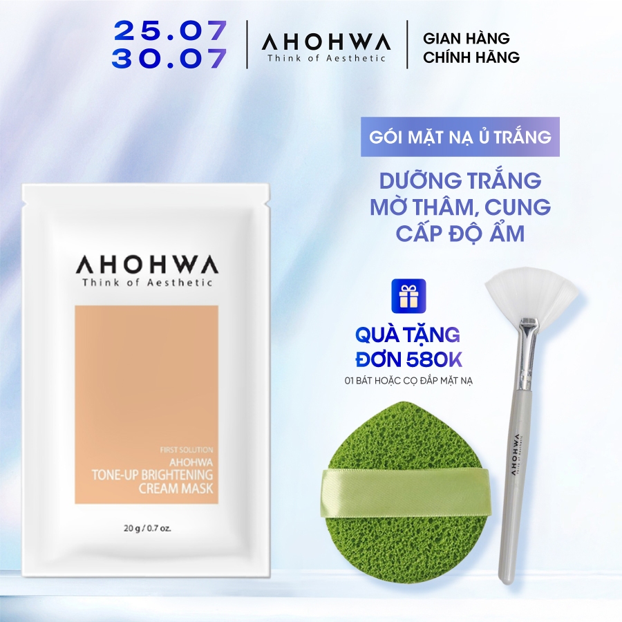 Gói mặt Nạ Ủ Trắng Dạng Kem AHOHWA Tone-Up Brightening Cream Mask