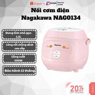 Nồi cơm điện Nagakawa 1L NAG0134  nhỏ gọn phù hợp với gia đình nhỏ, trang bị 2 chế độ - Màu Hồng - Bảo hành 12 th