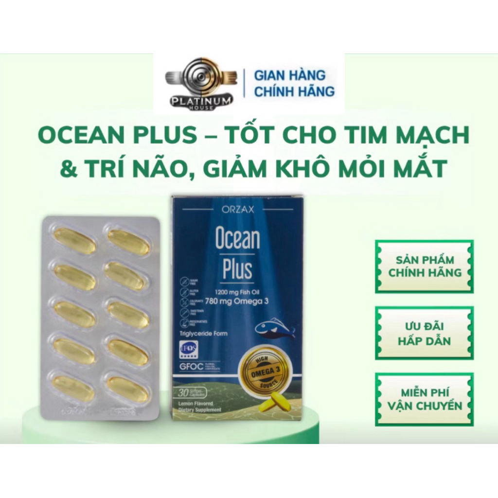 [HÀNG CHÍNH NGẠCH] Omega 3 Ocean Plus Tinh Khiết Đậm Đặc ORZAX  Giúp Hỗ Trợ Não Bộ, Mắt, Tim Mạch 30