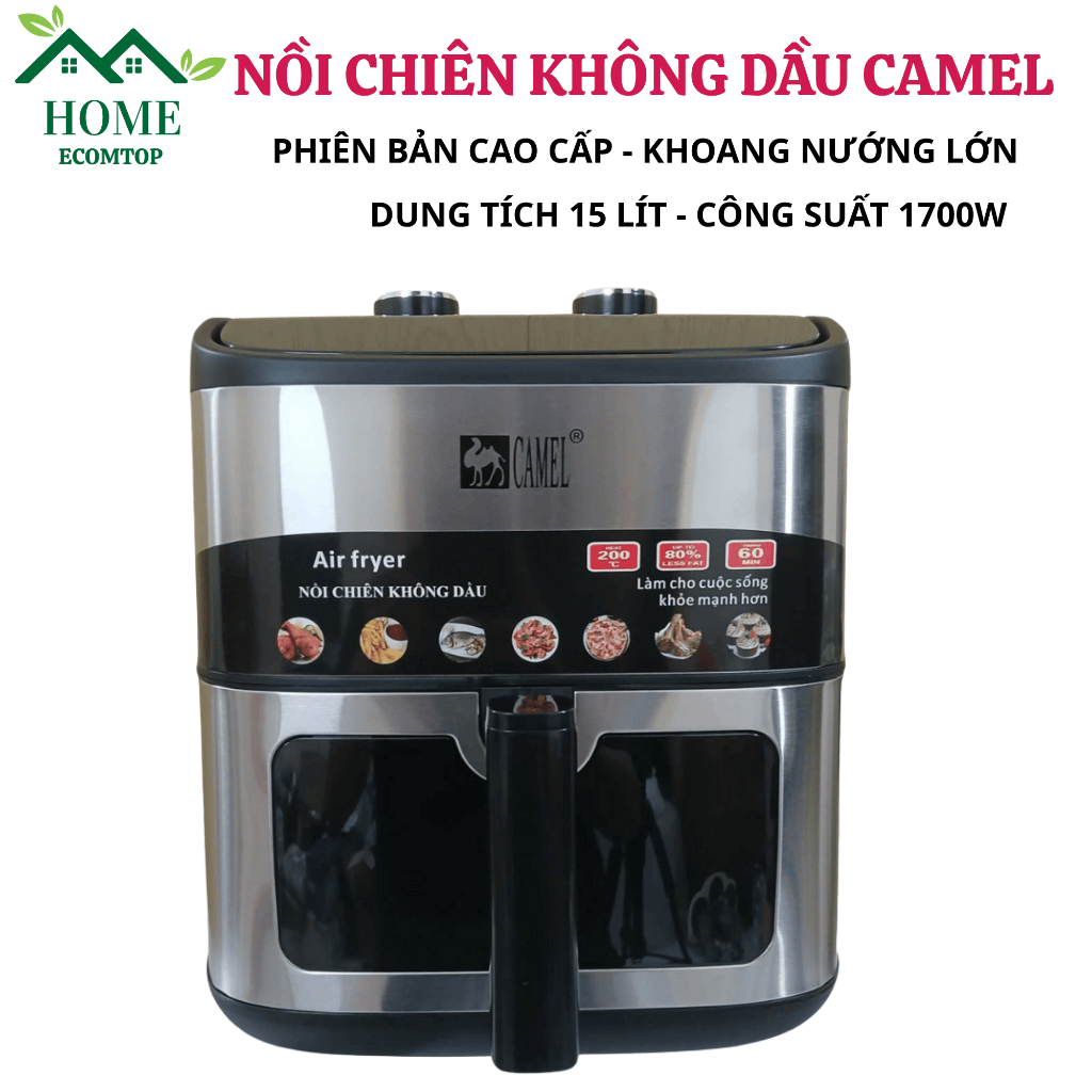 Nồi chiên không dầu , Nồi chiên không dầu Camel 15 lít bản cao cấp bảo hành 12 tháng