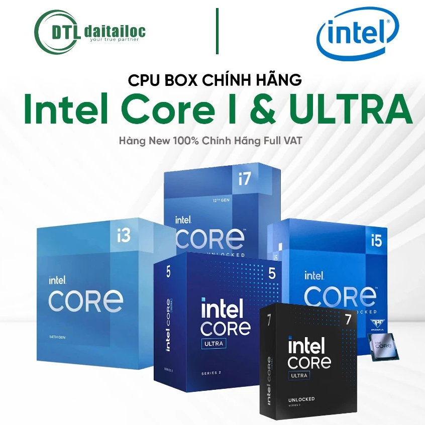 CPU BOX Chính Hãng Intel Core i3 i5 i7 i9 12400f 14900k Core Ultra | Chính Hãng | Bảo hành 36 Tháng