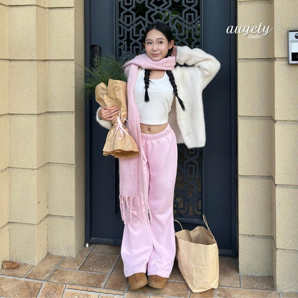 Quần Dài Nỉ Ống Loe Form Rộng Cạp Trễ Augety Studio, HAZEL Sweatpants