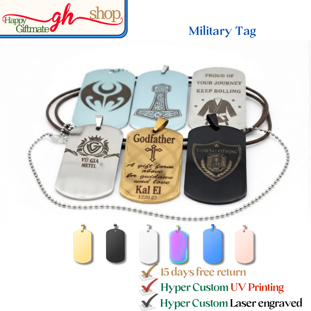 Dogtag Military Khắc Theo Yêu Cầu, Dogtag Vòng Cổ Khắc Laser GH Shop, Móc Khóa, Thẻ Bài Quân Nhân Kh