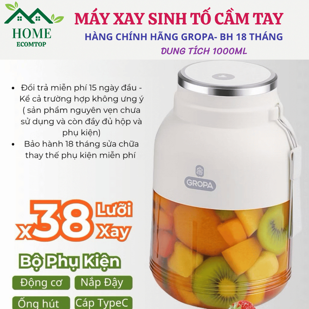 Máy xay sinh tố cầm tay Gropa dung tích 1000ml , máy xay sinh tố Gropa chính hãng