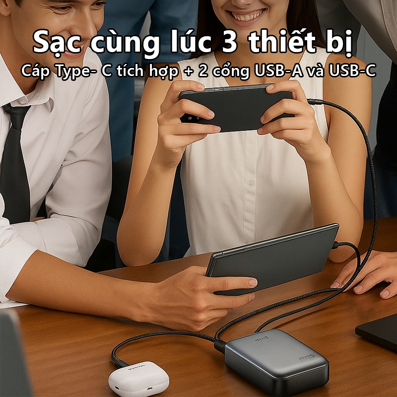 Sạc Dự Phòng 45W Vention 20000mAh Hỗ Trợ PD, QC, Tích Hợp Dây Type-C Cho Điện Thoại, Tai Nghe Máy Tính Bảng | BigBuy360 - bigbuy360.vn