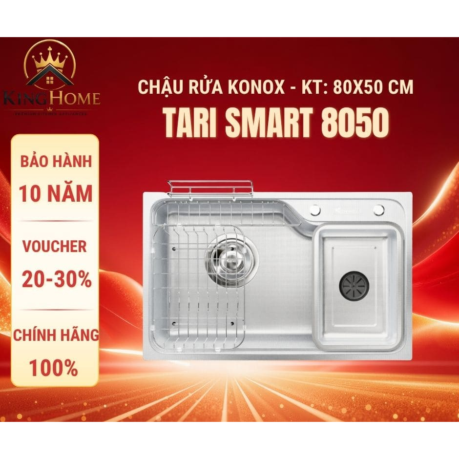 Chậu rửa bát Konox Tari Smart 8050 chống xước | CAM KẾT CHÍNH HÃNG BH CHÍNH HÃNG
