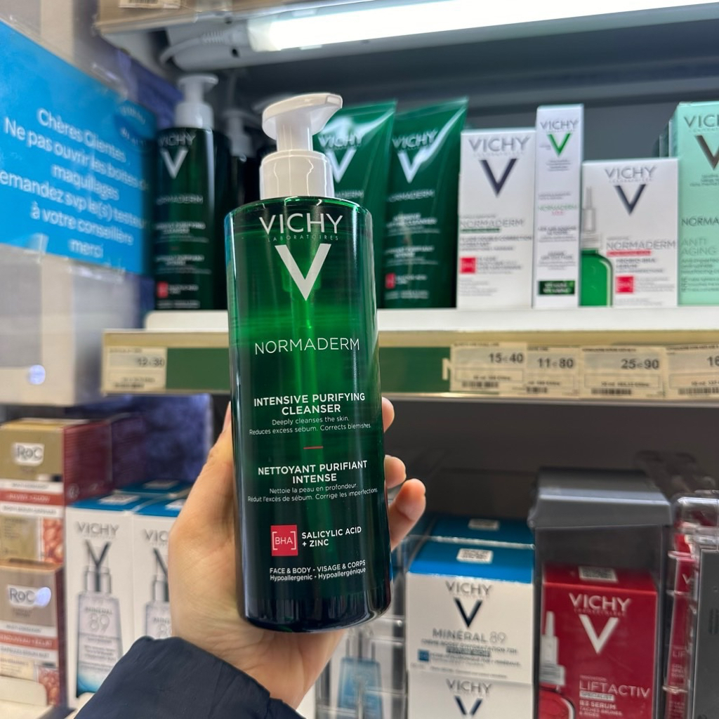 SRM Vichy Normaderm xanh lá cho da dầu mụn 400ml
