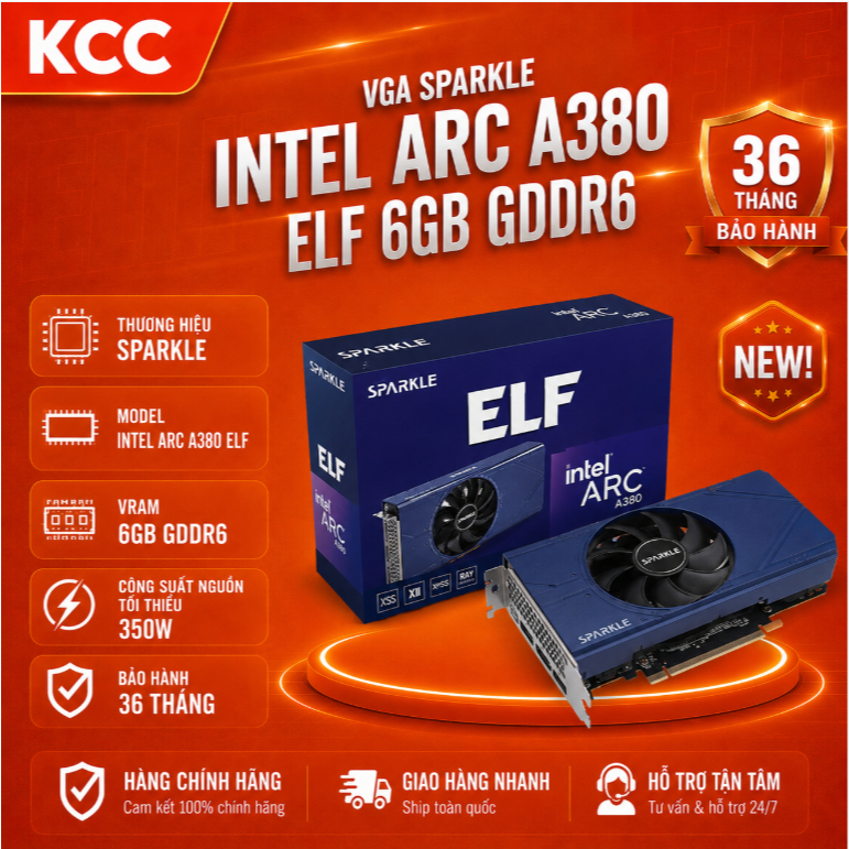 VGA SPARKLE Intel Arc A380 ELF 6GB GDDR6 – Nhỏ gọn, tiết kiệm điện, hỗ trợ đồ họa & giải trí 4K