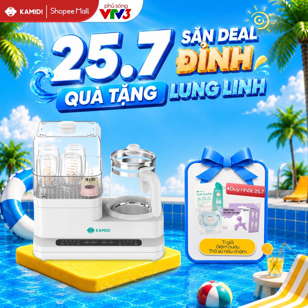 Máy Hâm Sữa Đun Nước Tiệt Trùng Sấy Khô Bình Sữa Đa Năng Kamidi Speed 2