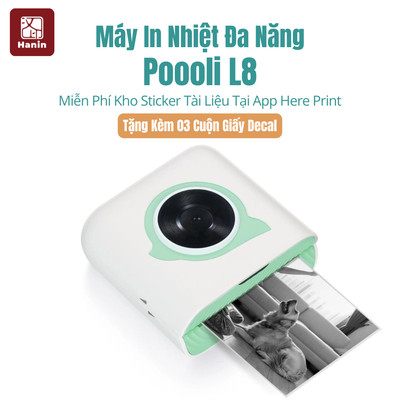 Máy In Bỏ Túi Poooli L8 Bluetooth In Nhiệt Không Mực, Có Sẵn Keo Dán, In Vận Đơn Từ Điện Thoại | Hanin