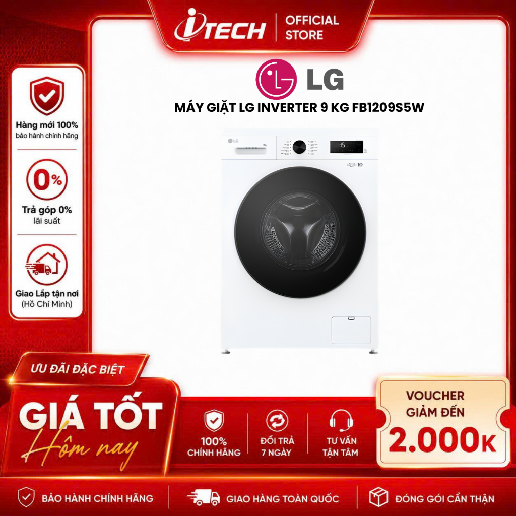 FB1209S5W - Máy giặt LG Inverter 9 kg FB1209S5W - Hàng chính hãng