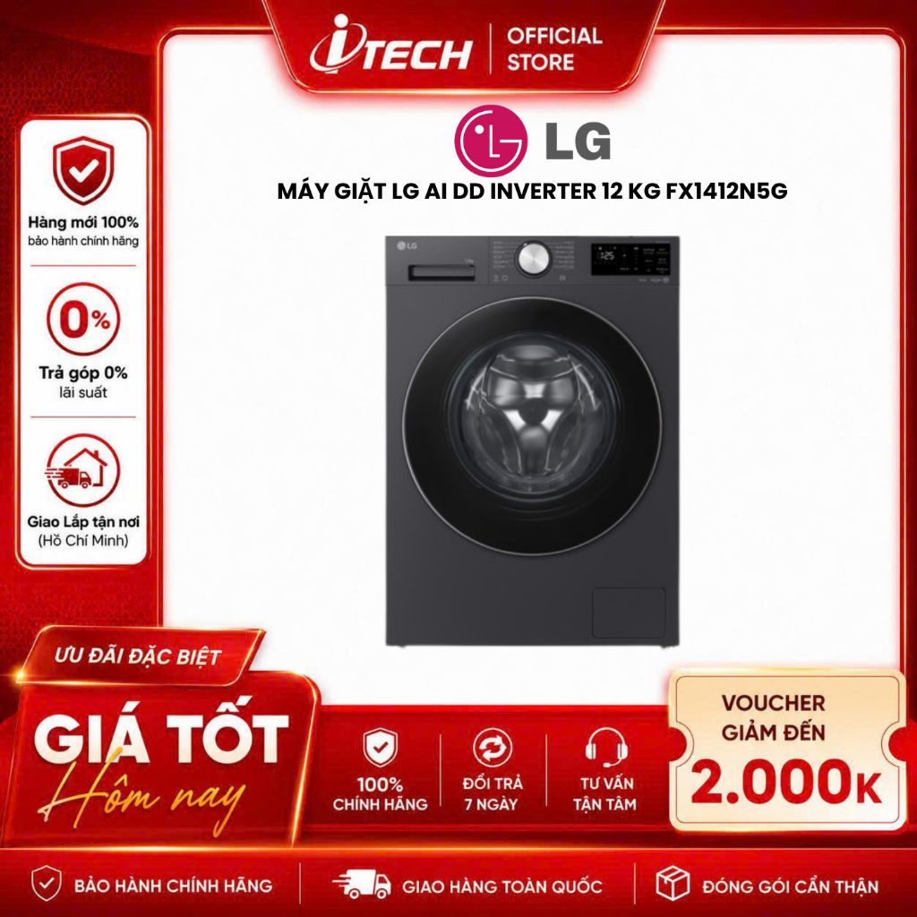 FX1412N5G - Máy giặt LG AI DD Inverter 12 kg FX1412N5G - Hàng chính hãng