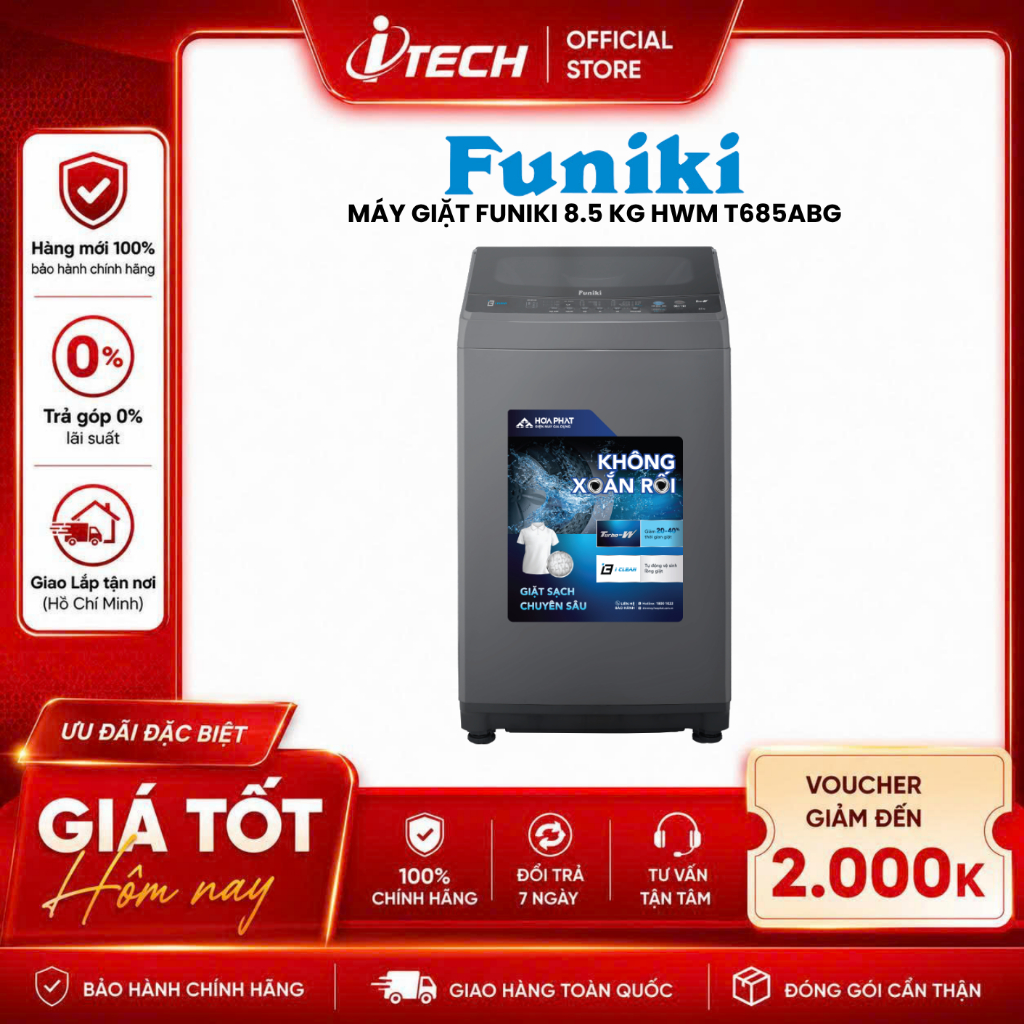 HWM-T685ABG - Máy giặt Funiki 8.5 kg HWM T685ABG - Hàng chính hãng