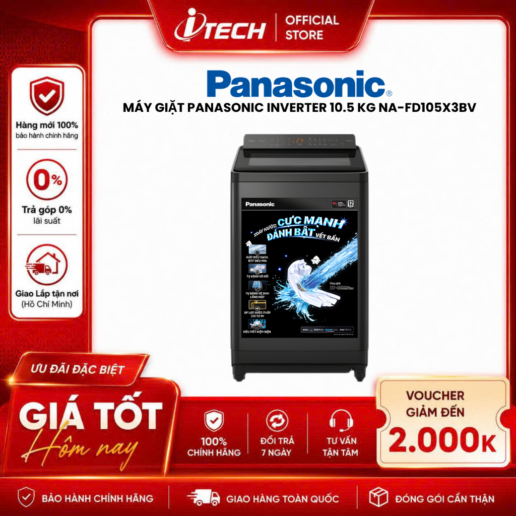 FD105X3BV - Máy giặt Panasonic Inverter 10.5 Kg NA-FD105X3BV - Hàng chính hãng