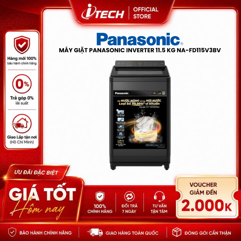 FD115V3BV - Máy giặt Panasonic Inverter 11.5 Kg NA-FD115V3BV - Hàng chính hãng