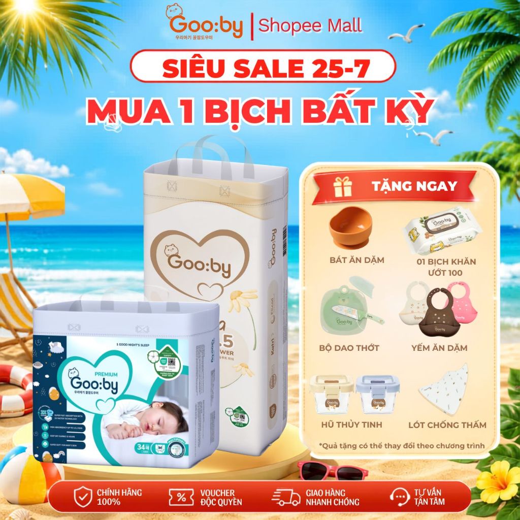 [Quà xinh] Tã dán/Bỉm quần Gooby ngày/đêm siêu mỏng nhẹ, đủ size cho bé NB/S/M/L/XL/XXL/XXXL