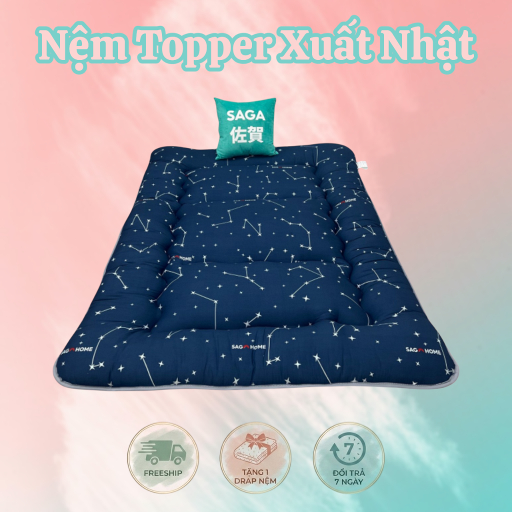 NỆM TOPPER,NỆM BÔNG HÀNG XUẤT KHẨU, KÍCH THƯỚC 1MX2M,1M2X2M,1M4X2M,1M6X2M,1M8X2M TẶNG KÈM GA NỆM
