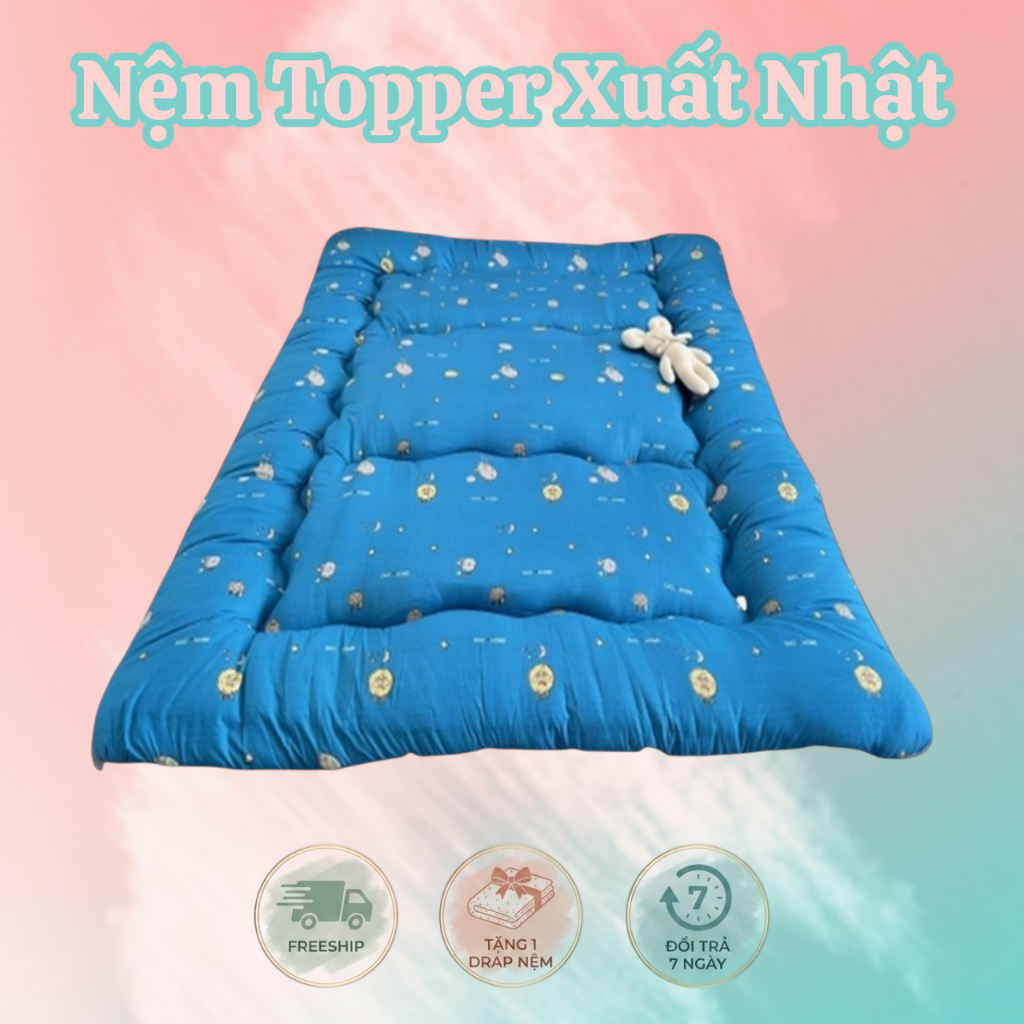 NỆM TOPPER SAGA NỆM BÔNG TRẢI SÀN KÍCH THƯỚC 1Mx2M, 1M2x2M, 1M4x2M, 1M6x2M, 1M8x2M DÀY 7-9CM TẶNG KÈ