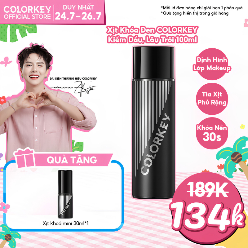 [BEST SELLER] Xịt Khóa Nền Colorkey 100ml - Kiềm Dầu, Giữ Makeup Lâu Trôi, Không Mốc Nền, Hỗ Trợ Cấp