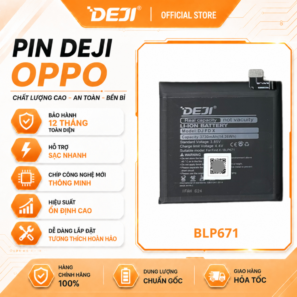 Pin Deji Cho Oppo Find X (3645mAh) | BLP671