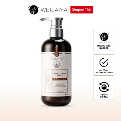 Dầu gội đầu thảo dược Weilaiya gừng hỗ trợ tóc khoẻ đẹp cho da thường da khô 420ml