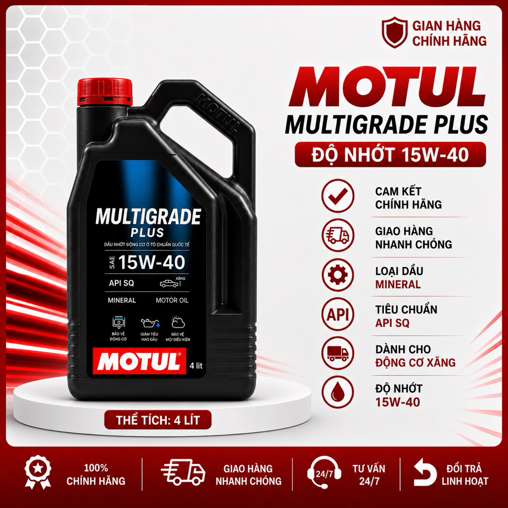 DẦU NHỚT DÀNH CHO XE OTO MÁY XĂNG MOTUL MULTIGRADE PLUS API SQ 15W40 4L